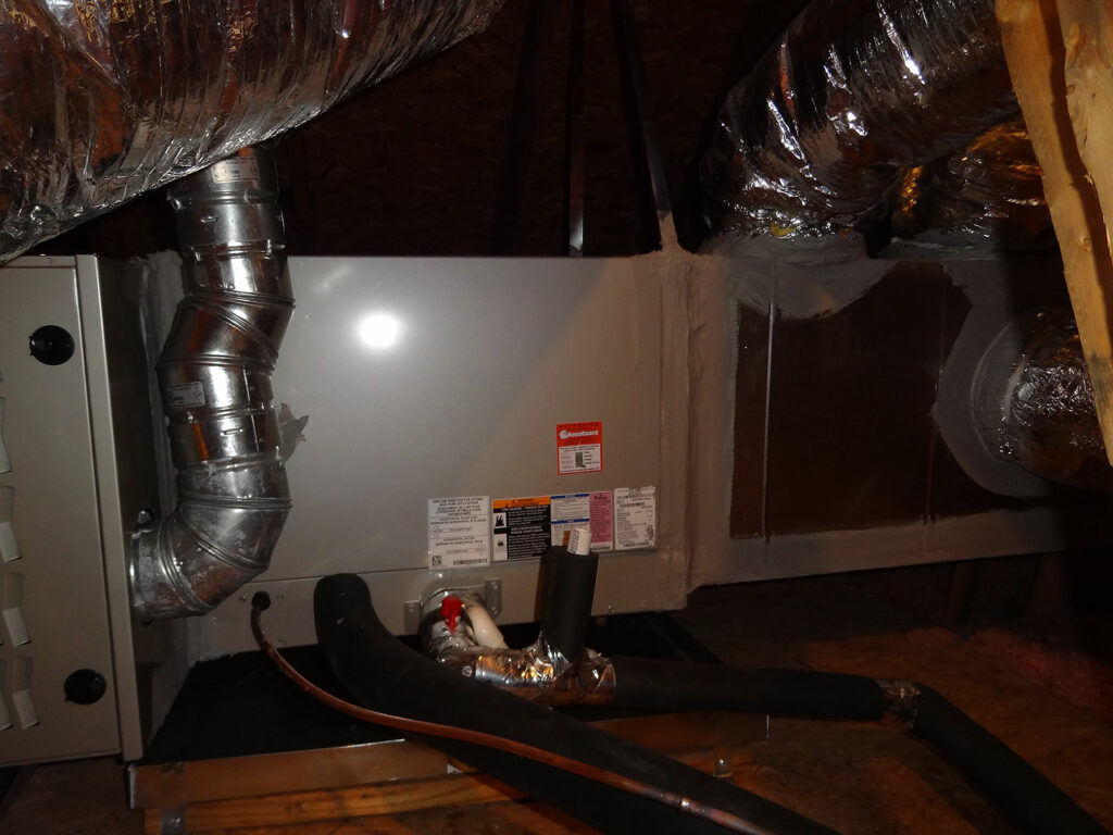 Residential home evaporator coil in attic