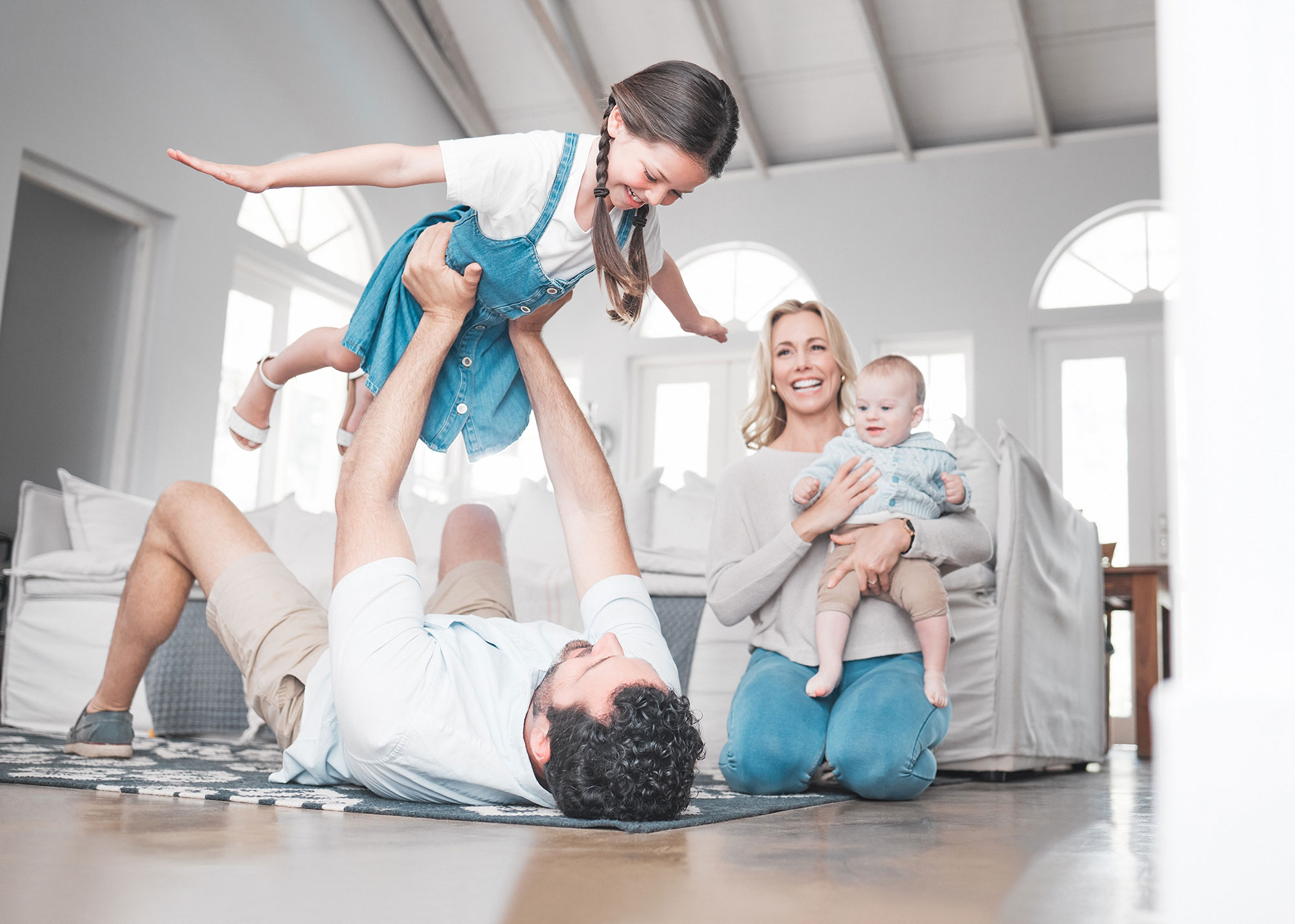 Happy family in home with proper humidity levels