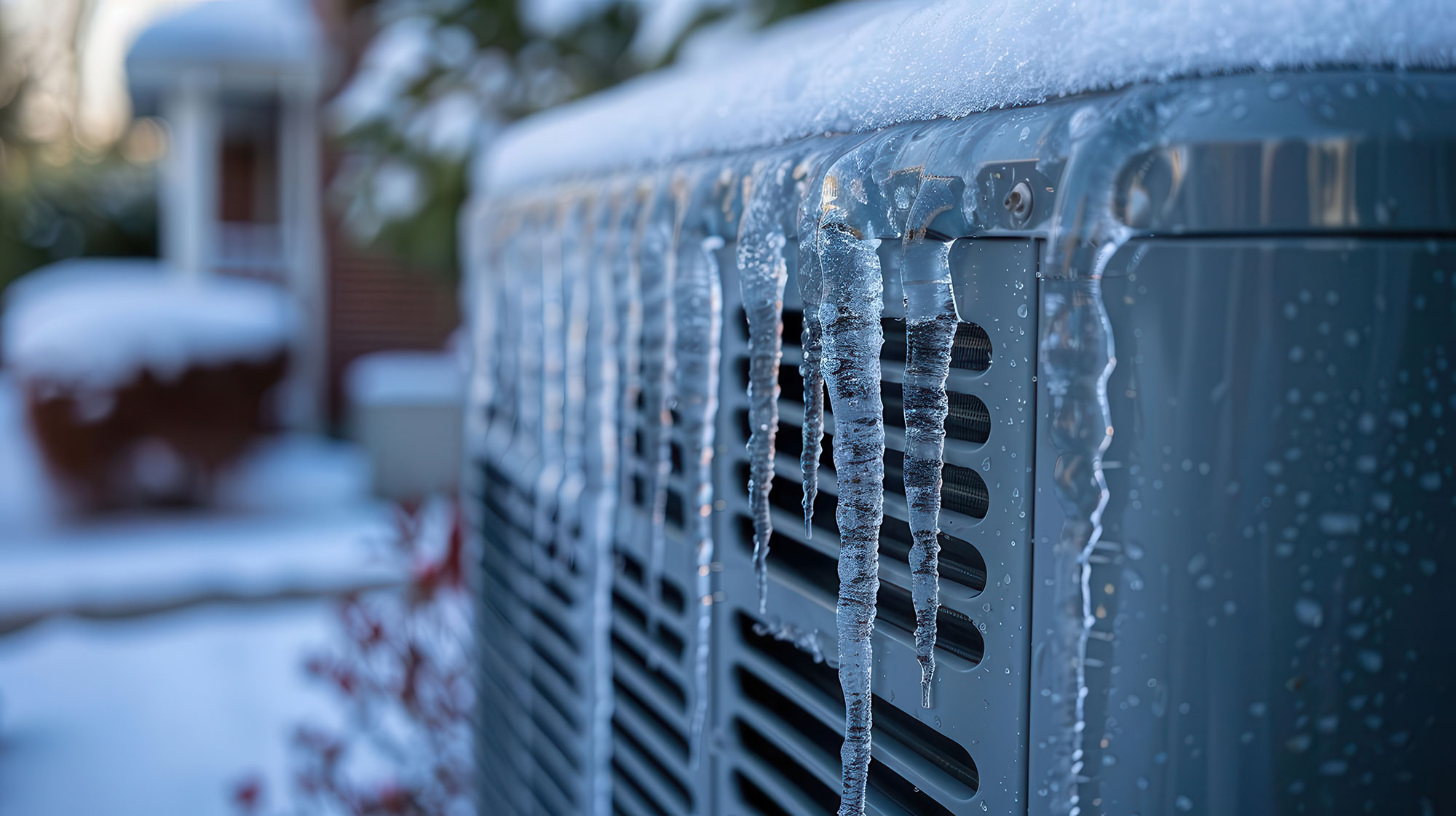 ice building up on an HVAC condenser