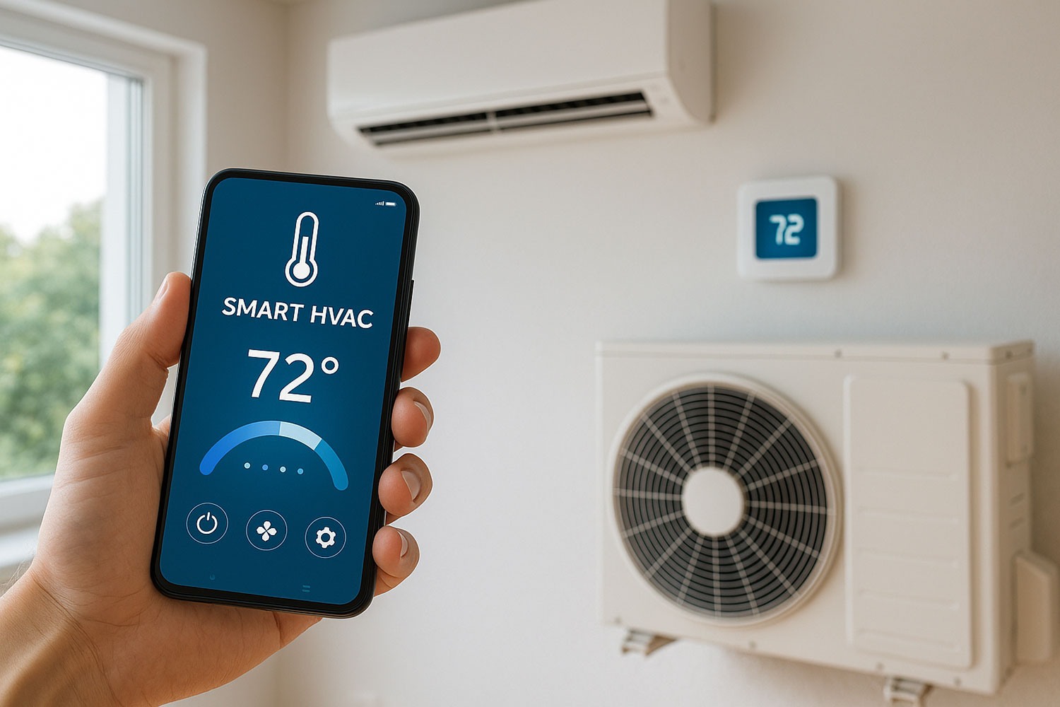 smart HVAC system including phone and thermostat