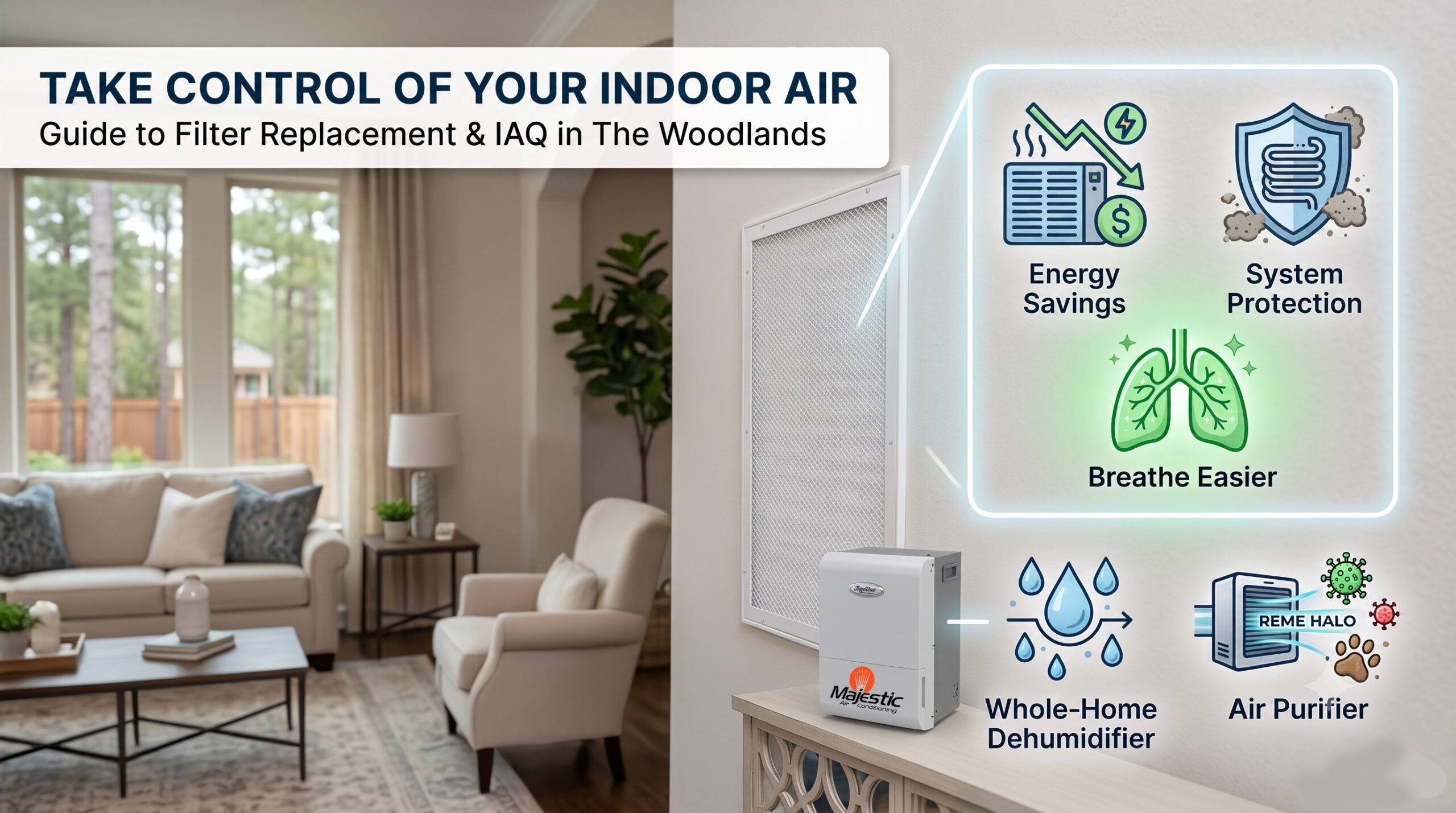 Featured image for Indoor Air Quality issues for The Woodlands Texas - AI Generated