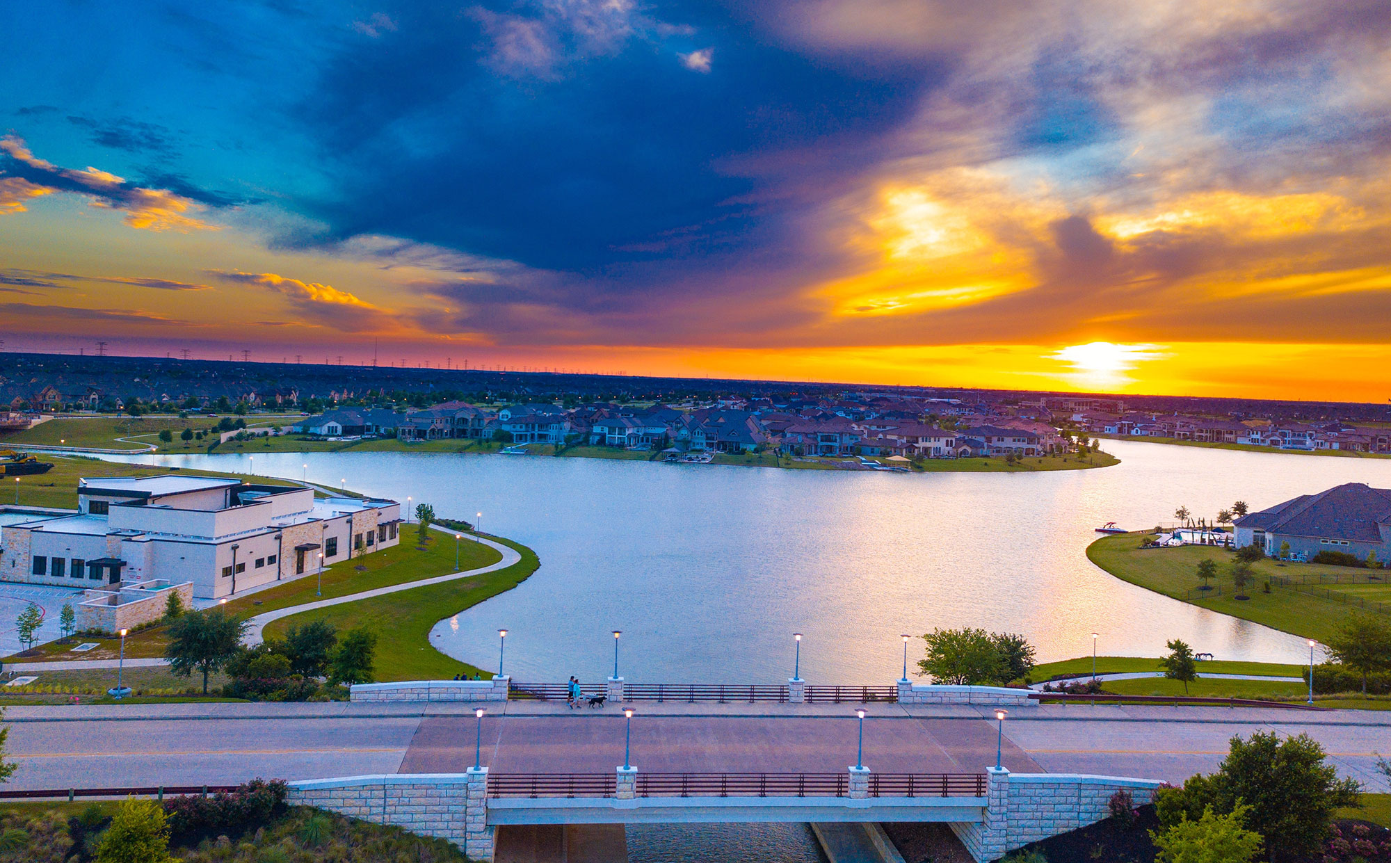 bridge over lake in Cypress Texas